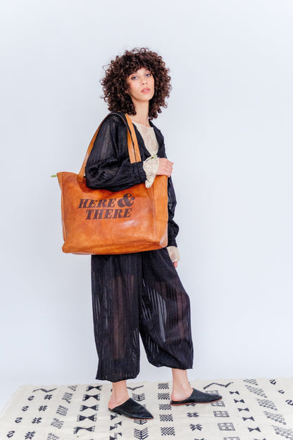 Natural Leather Beach Bag